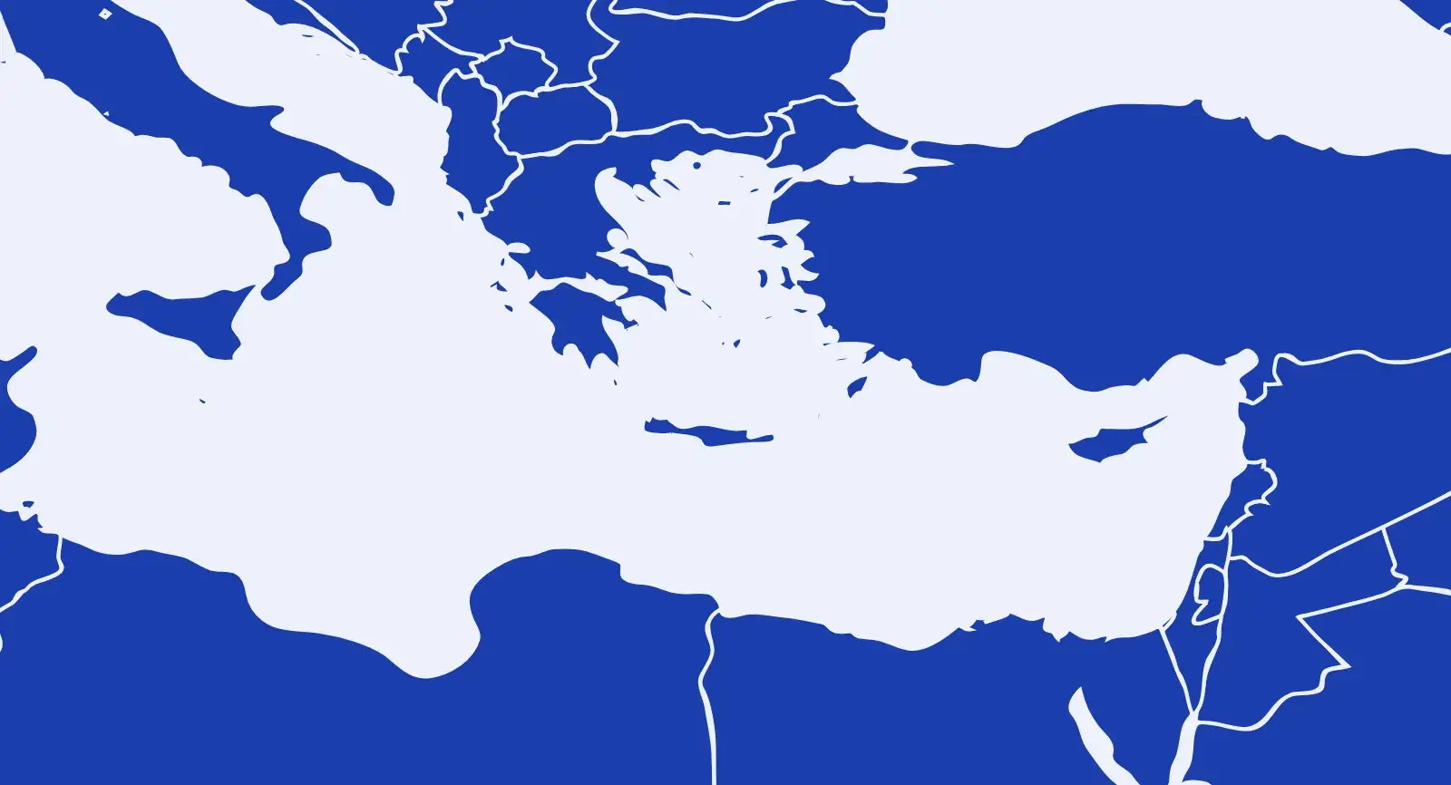 Mapa do Mediterrâneo com as cidades das viagens de Paulo